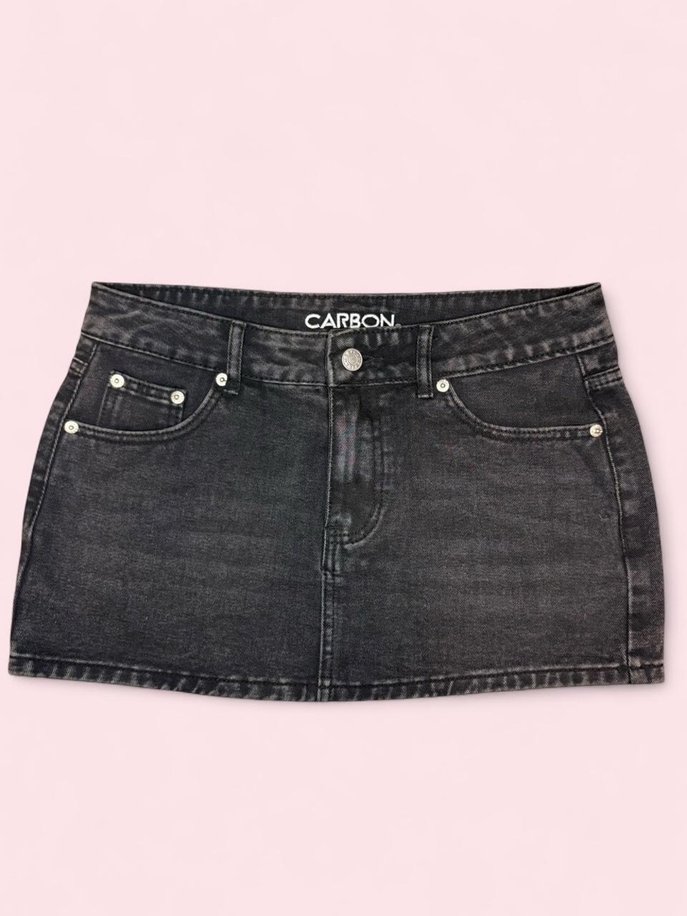 Carbon Washed Black Denim Mini Skirt